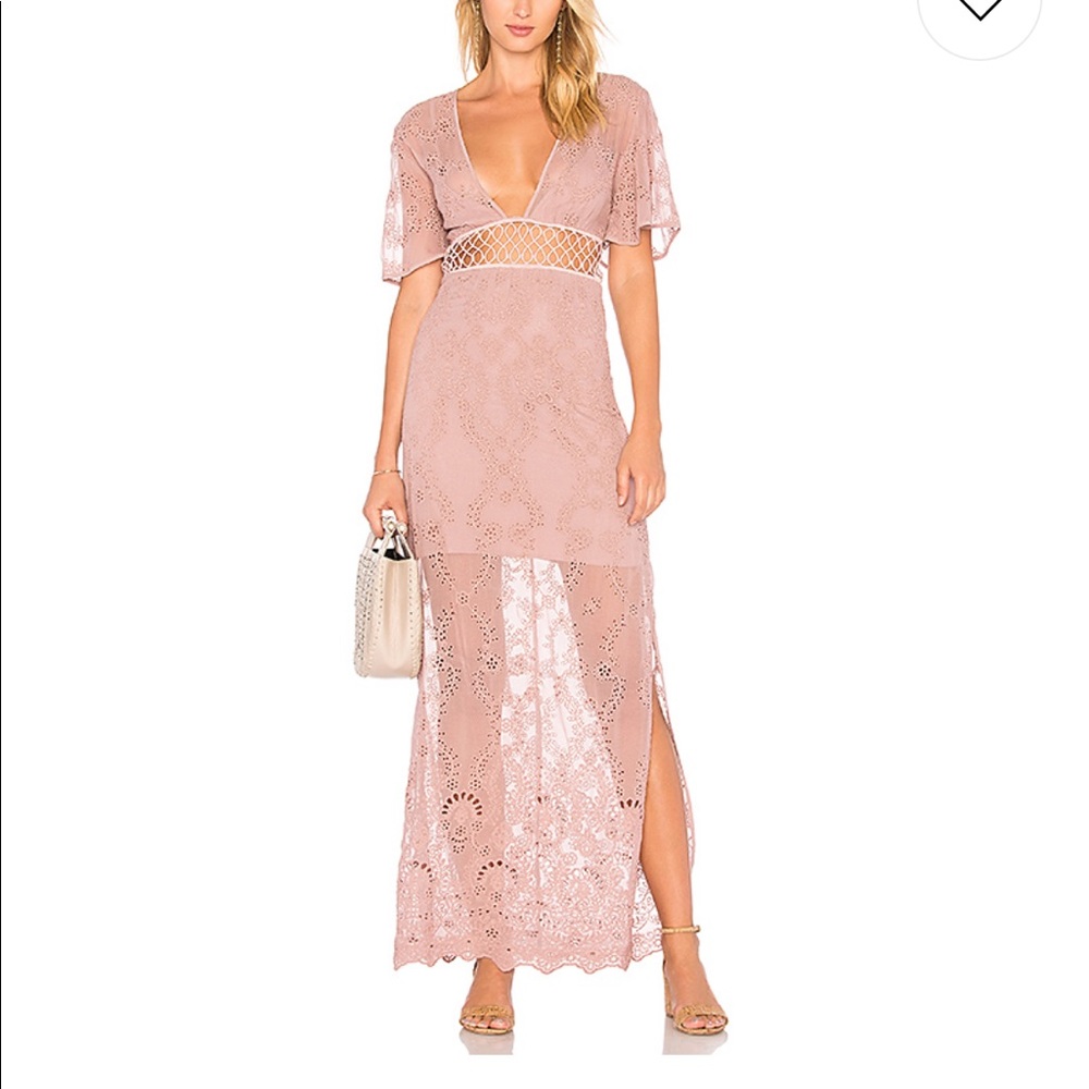 Jens Pirate Booty pink lace maxi dress